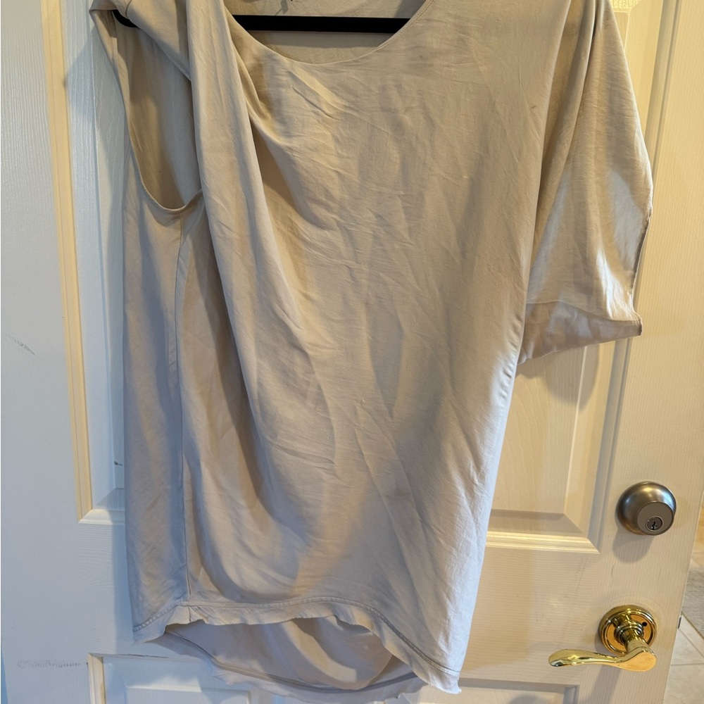 Helmut Lang Asymmetrical Sleeve Silk Top